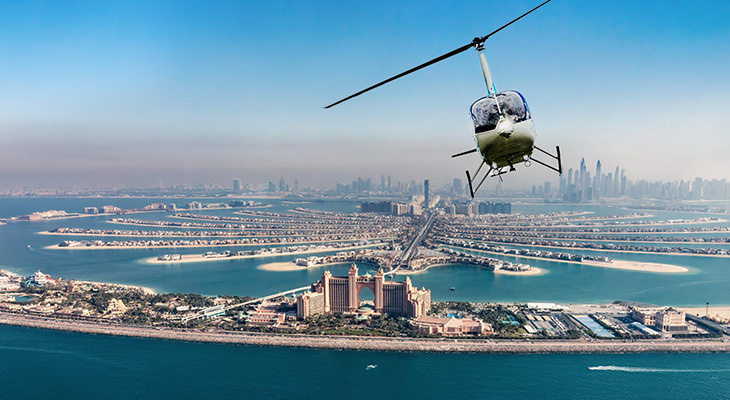 Watching Dubai Luxury Sightseeing in a Private Helicopter Tour 
