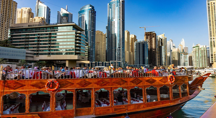 Hop On Hop Off Bus & Dhow Cruise Tour around Dubai 